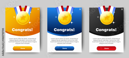 congratulations pop up banner with flat design on white background. Professional web design, full set of elements. User-friendly design materials.	
