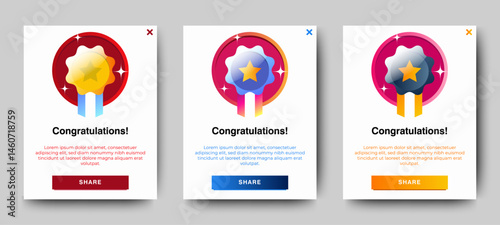 congratulations pop up banner with flat design on white background. Professional web design, full set of elements. User-friendly design materials.	
