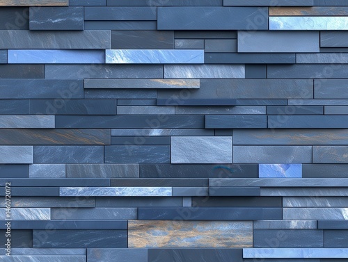 Abstract blue and grey stone wall pattern photo