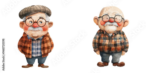 grandpa watercolor vector illustration