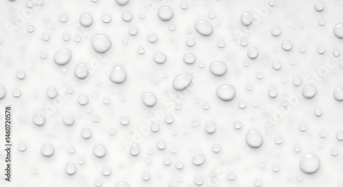 Top view of water droplets on a white background – abstract fresh texture.