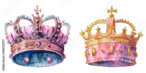 king crown watercolor vector illustration
