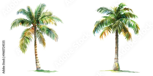 palm tree watercolor vector illustration