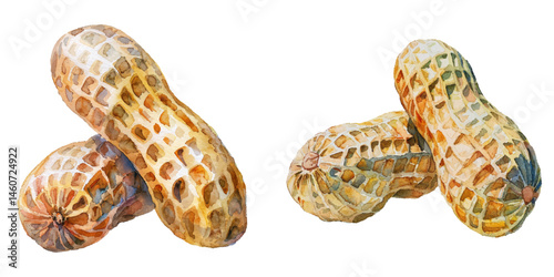 peanut watercolor vector illustration