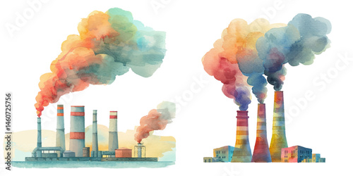 pollution watercolor vector illustration