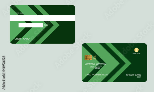 Set of Credit Cards Dark Green Colors