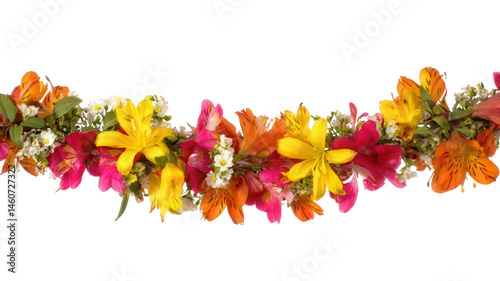 Traditional Flower Garland for Offering Isolated on White Transparent Background