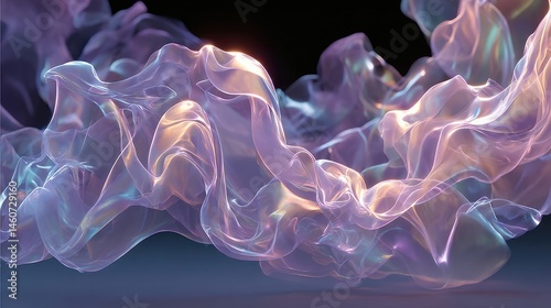 Holographic Smoke Waves – Translucent Curls in Air with Abstract Light-Bending Photorealistic Effect