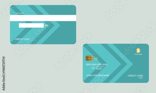 Set of Credit Cards Light Green Colors