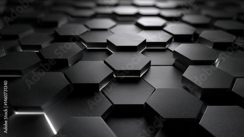 Layered Concentric Hexagons – Subtle 3D Depth with Photorealistic Rendering and Soft Monochromatic Glow