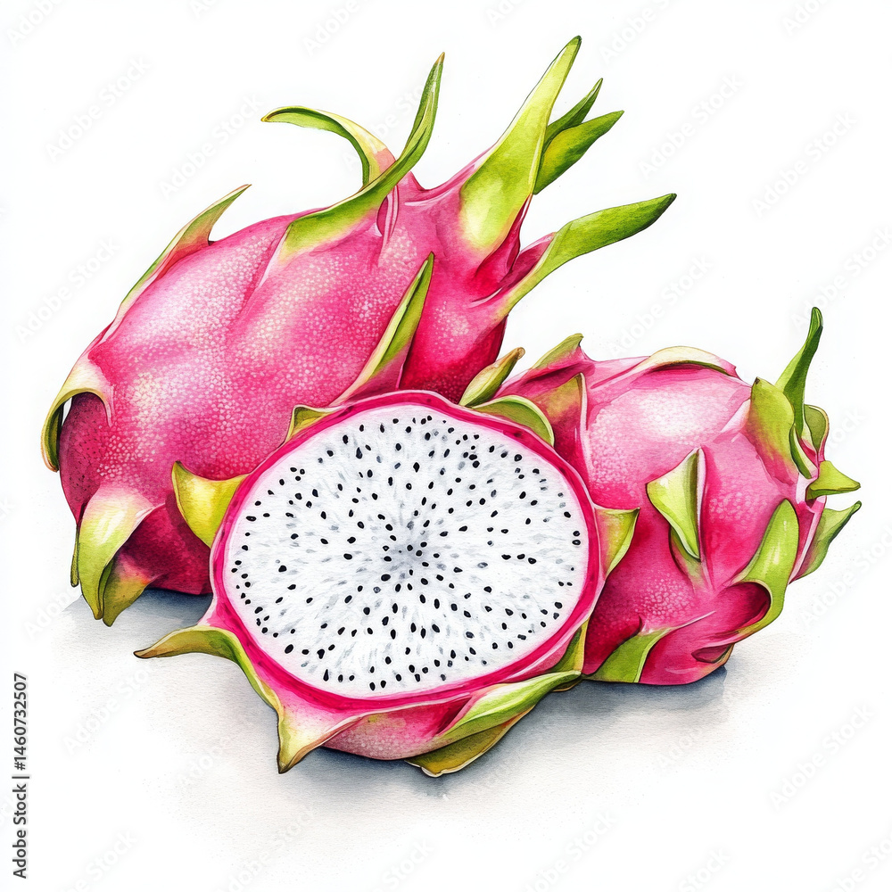 Realistic boho style illustration makes dragon fruit look appetizing