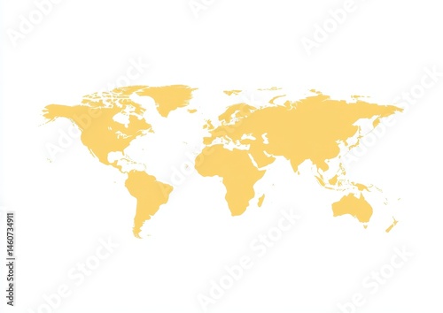 Simple world map, pale yellow