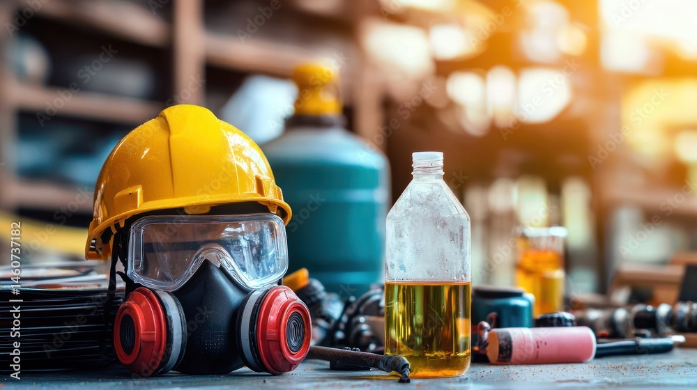 Fototapeta premium Concept of occupational exposure to chemicals in the workplace.