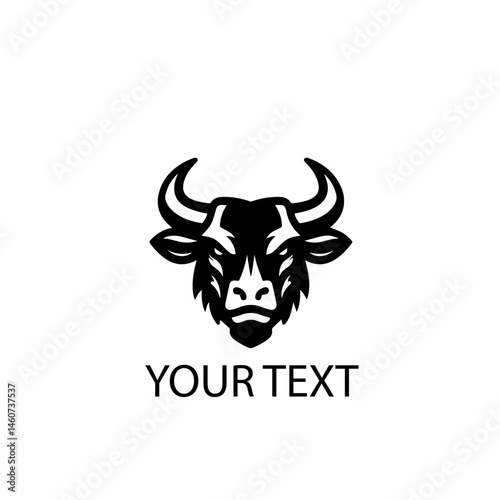 Bull Head Logo – Monochrome Strong Animal Vector on Isolated White Background