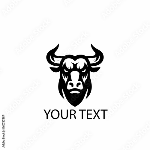 Bull Head Logo – Monochrome Strong Animal Vector on Isolated White Background