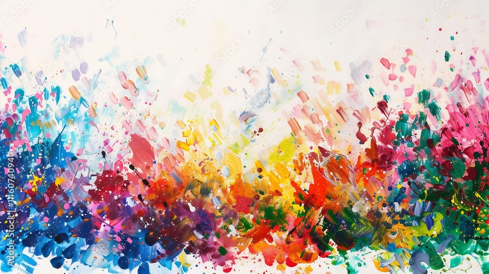 Obraz premium Vibrant Palette: An expressive abstract explosion of color and dynamic brushstrokes