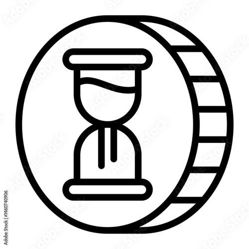 Coins and Hourglass Line Icon for Long-Term Saving and Investment Growth