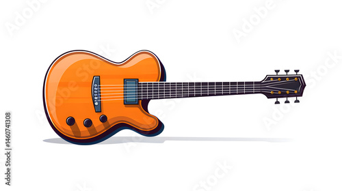 Professional Vector Guitar Icon Illustration in Flat Style for Musical Websites and Applications