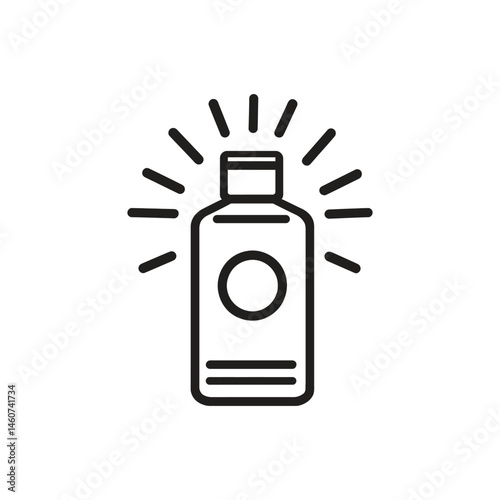 Minimalist Sunscreen Bottle Icon with Radiating Rays on Transparent Background