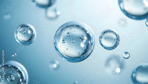 Wallpaper Mural Water Bubbles Float and Reflect Light Gently in Blue Liquid Background Torontodigital.ca