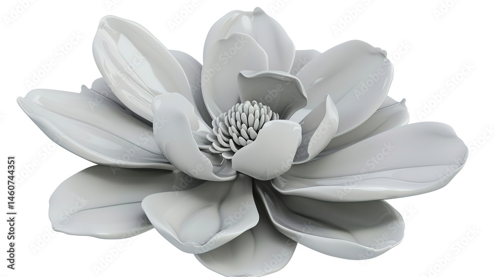 Fototapeta premium A beautiful magnolia flower stands out in a stunning display, isolated on a pristine white background. The magnolia's large, delicate petals and soft, creamy color create a visually appealing and eleg