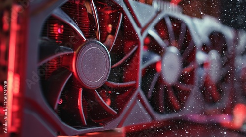 Close-up view of computer graphics processing unit fans.