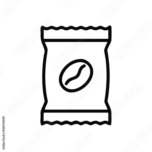 Line Art Icon of Coffee Beans in a Pouch Package