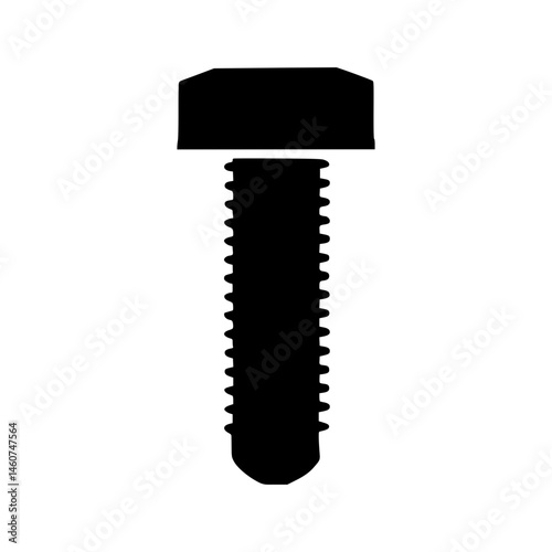 Black Bolt Screw Icon - Vector Illustration
