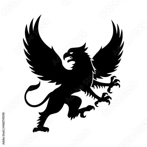 Black Griffin Silhouette Vector Illustration