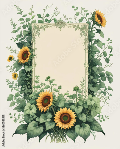Beautiful sunflower wedding invite featuring delicate flowers.