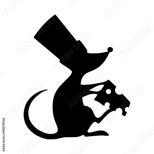 Silhouette Rat Telescope - Minimalist Vector