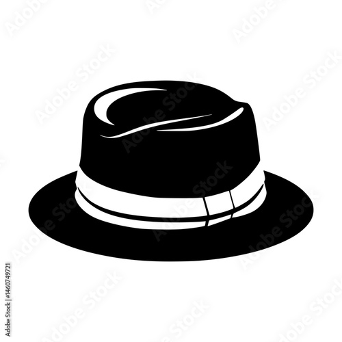 Black Fedora Hat Silhouette Vector Illustration