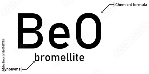 Bromellite chemical formula and synonyms with callout titles