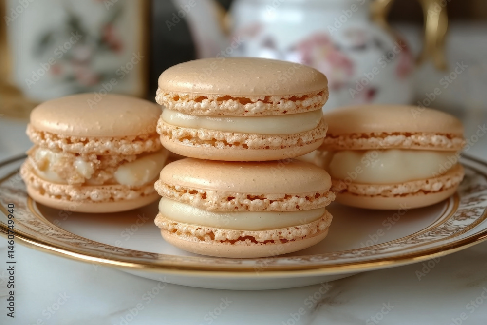 colorful macarons on a plate. colorful macarons on a plate.