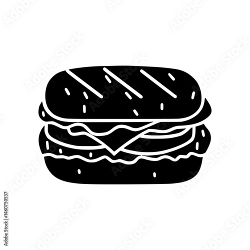 Burger Icon - Simple Black Silhouette