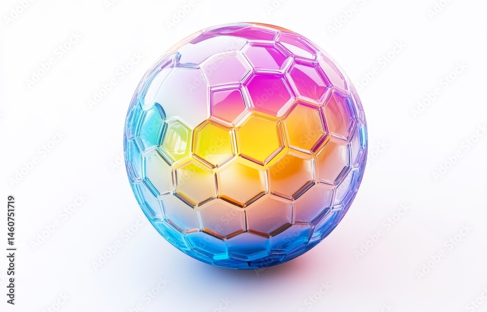 Naklejka premium Colorful, iridescent sphere with a hexagonal pattern