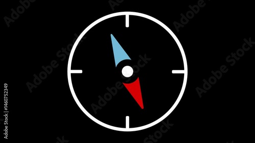 Compass Animation on black background 