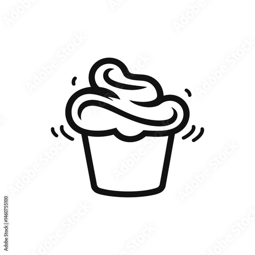 Outline Cupcake Delicious Dessert Icon on Transparent Background