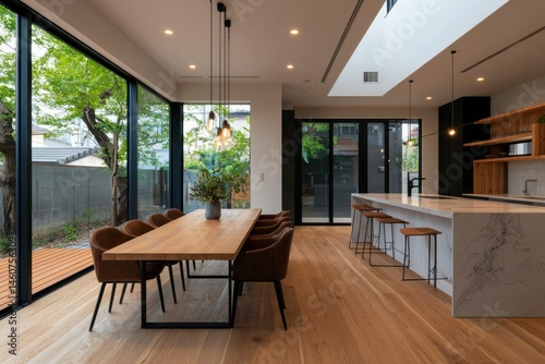 Modern open-plan home with dining area