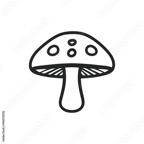 Outlined Mushroom with Spots on Transparent Background