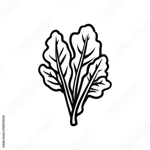 Outlined Mustard Greens on Transparent Background, Vegetable Icon
