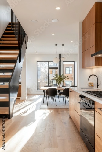 Modern open-concept kitchen/dining area