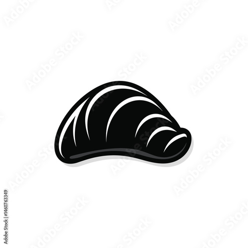 Realistic Black Stone on Transparent Background, Glossy, Natural Curves, Smooth