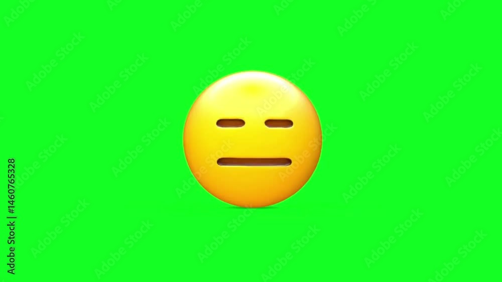 Expressionless Face Animated Emoji on a Transparent Background. 4K Loop Animation with Alpha Channel.