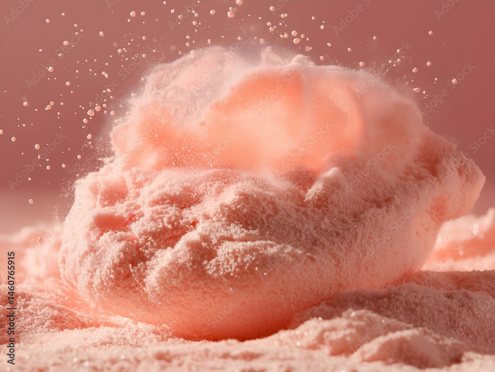 Fototapeta premium pink fluffy cloud, dark background, soft texture, dreamy scene, surreal composition