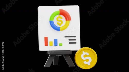 Financial Planning 3D Animation, Alpha Channel, 4K Animation