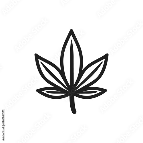 Simple Black Leaf Silhouette Isolated on Transparent Background Style