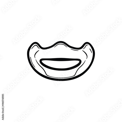 Simple Chin Guard Outline, Minimalist Black and White on Transparent