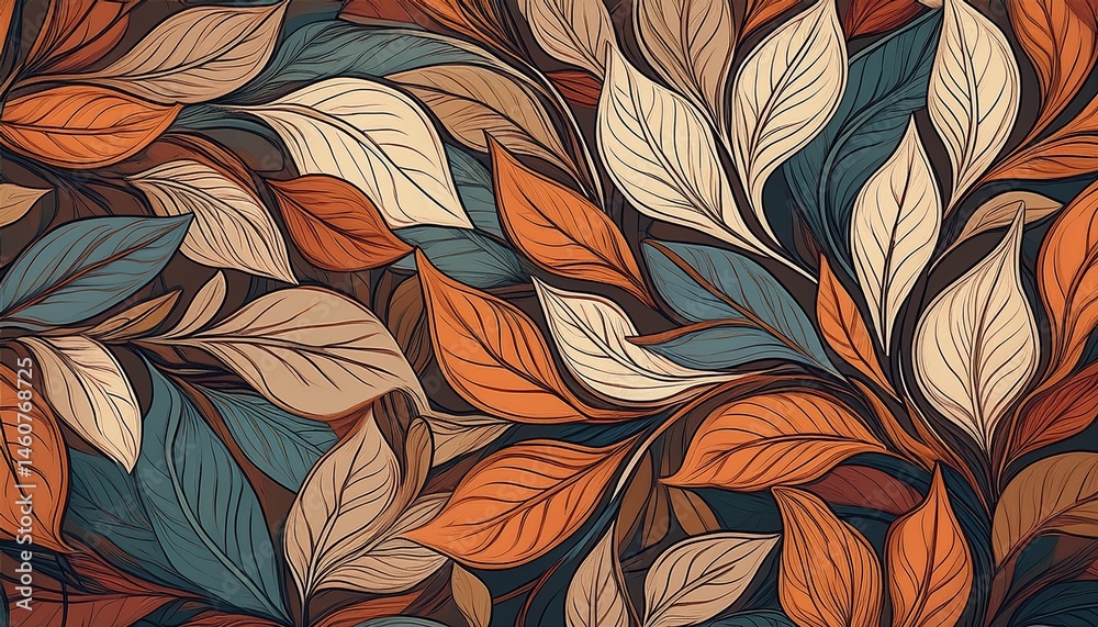 seamless abstract pattern of hand-drawn leaves seamless abstract pattern of hand-drawn leaves