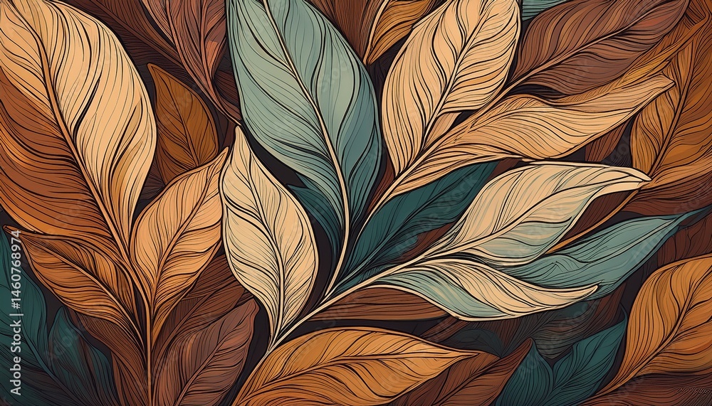 custom made wallpaper toronto digitalseamless abstract pattern of hand-drawn leaves 